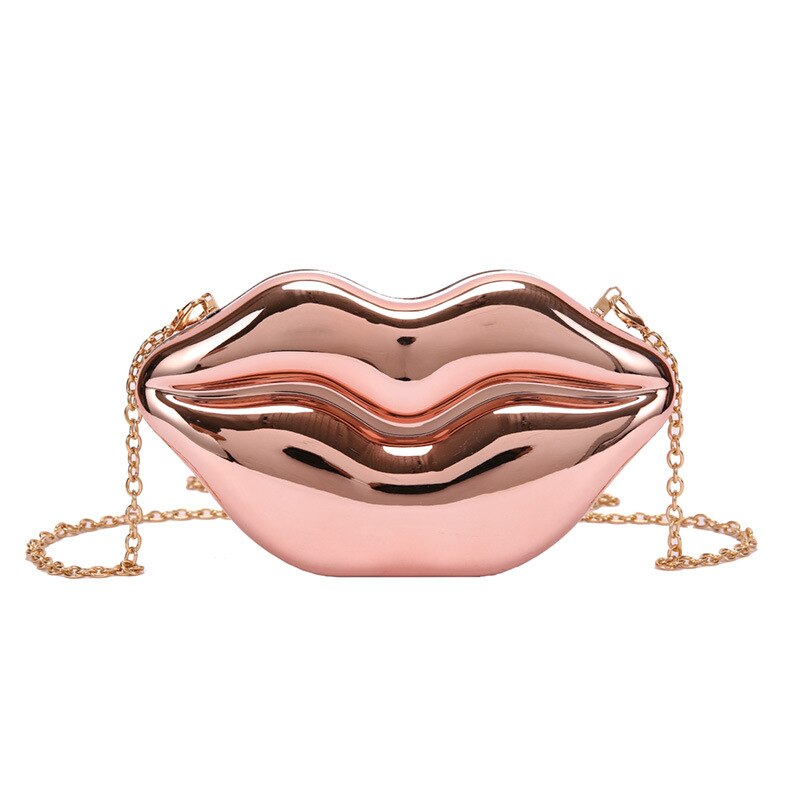 Rode Lip Styling Partij Bruiloft Clutch Tas Voor Vrouwen Mode Portemonnees En Handtassen Vrouwelijke Schouder Chain Crossbody Tas: Champagne