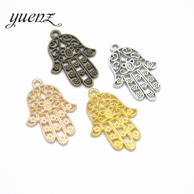 Yuenz 10 Pcs 6 Kleur Antiek Zilver Kleur Hand Van Fatima Charms Hanger Diy Handgemaakte Sieraden Accessoires 30*20mm I119