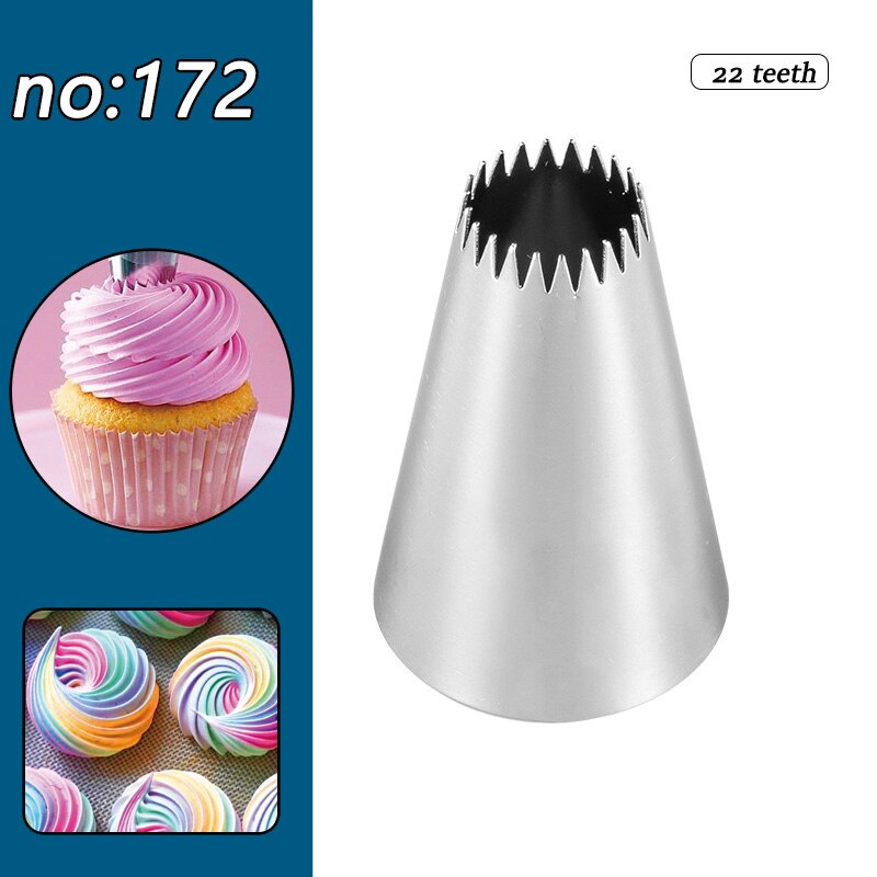 Cookies and Cake Pastry Nozzles Baking Supplies Kitchen Stainless Steel Cakes Decorating piping Tips Tool Cupcake Accessories: 172 Nozzle