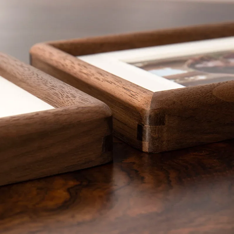 Beautiful Photo Wall,Black Walnut Photo Frame,Real Wooden Round Corner Picture Frames Swing Table/wall-mounted Home Decor