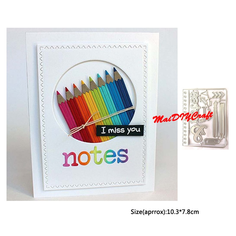 Mai Notebook pencil Stationery Metal Cutting Dies Stencils for DIY Scrapbooking photo album Decorative Embossing DIY Paper Card
