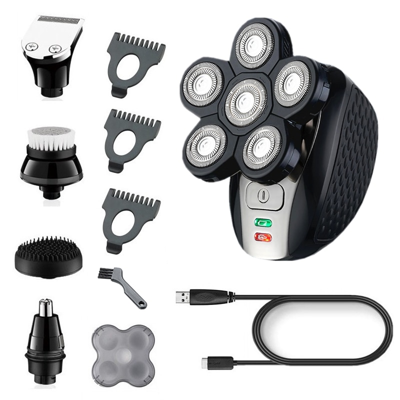 6-blade grooming kit wet dry electric shaver beard trimmer for men electric razor rechargeable bald shaving machine li battery