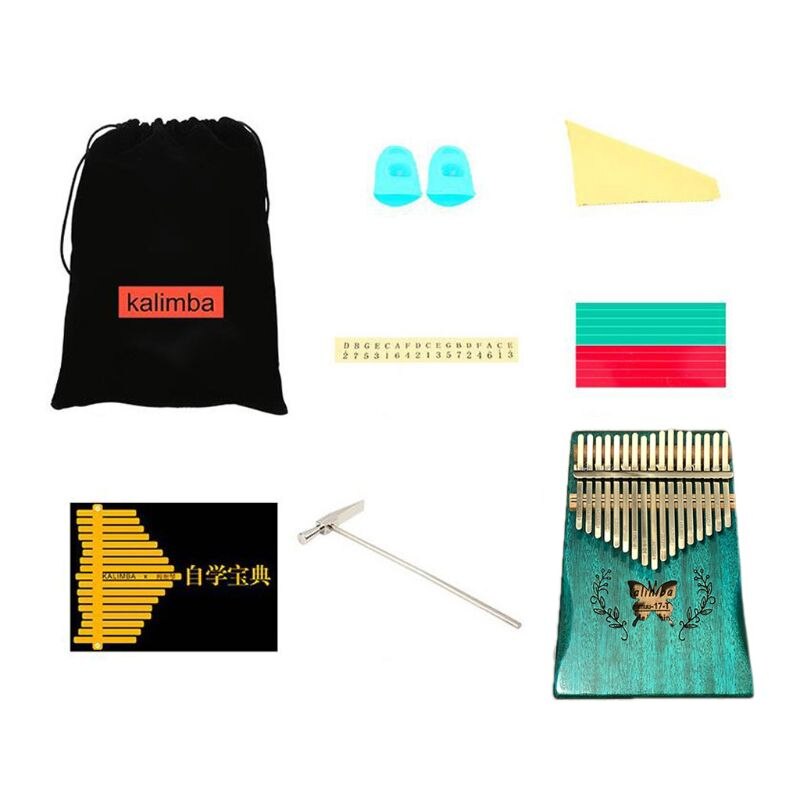 17 Keys Thumb Piano Include Tuning Hammer and Study Instruction 24BD: Default Title