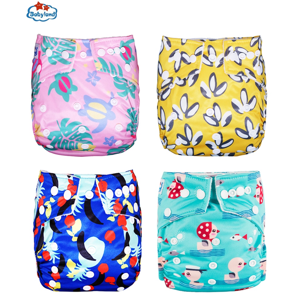 Babyland 4 Stks/pak Wasbare Luier Broek Pocket Luier Herbruikbare Luiers 3-15Kg Baby Ondergoed Dag &amp; Nacht Luier