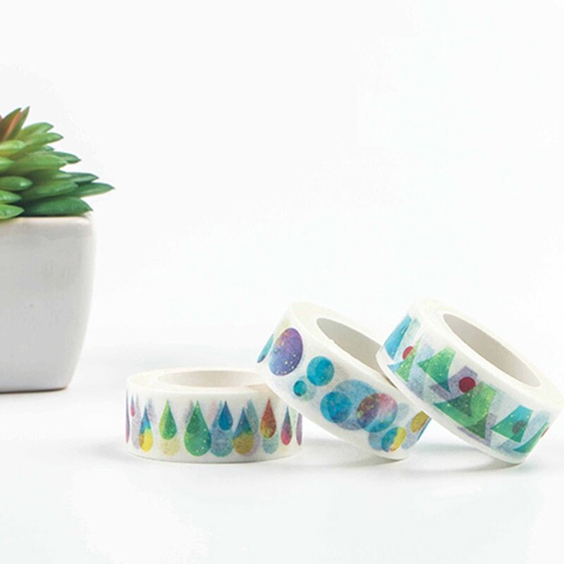 Akvarel papir washi tape 15mm farve hjerte diamant ballon galakse selvklæbende malertape dekoration klistermærker hjemme diy kunst  f147