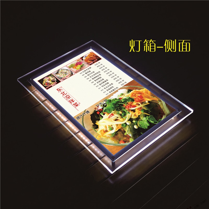 A4 Tabletop Crystal Acrylic LED Light Box Display Lightbox,Illuminated Poster&Menu Frames