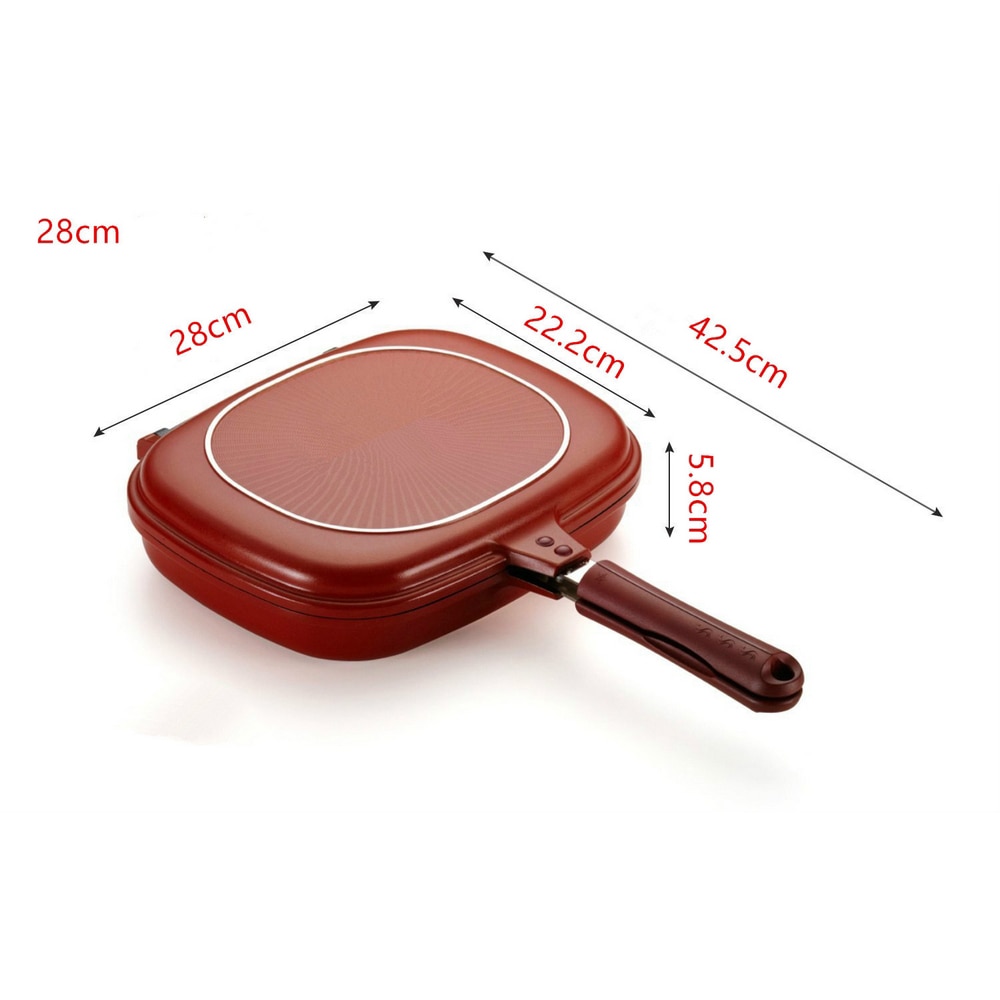 1PC Double-Sided Grill Frying Pan Square Shape Non-Stick Pan Baking Steak Frying Pans 28cm Kitchen Cooking Tools