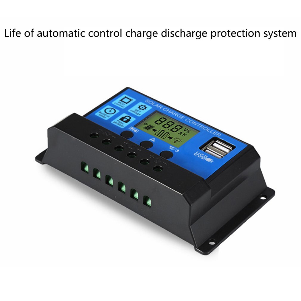 Solar Charger Controller 60A 50A 40A 30A 20A 10A 12V 24V Acculader Lcd Dual Usb Zonnepaneel regulator Voor Max 50V