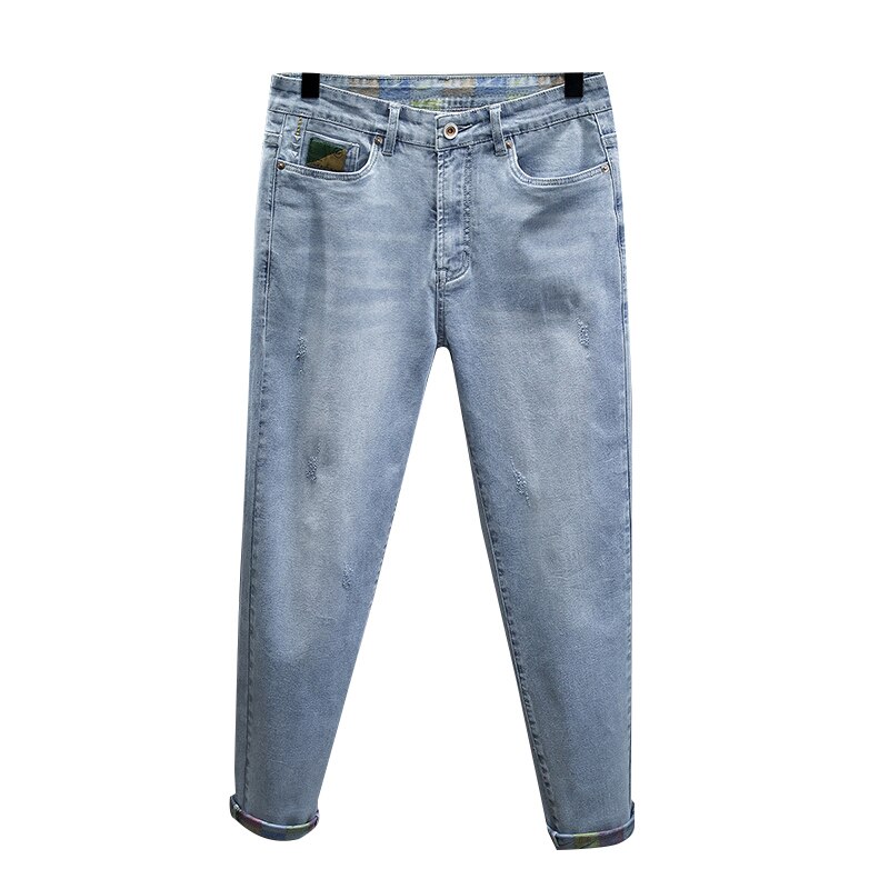 Brand Spring Summer Men&#39;s Jeans 5XL 6XL 7XL Plus Size Thin Streetwear Ankle Length Denim Harem Pants Clothing: light blue / Asia 7XL (46)