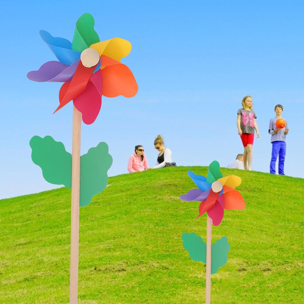 Wood Windmill Wind Spinner Pinwheels Home Garden Yard Decoration Kids Toys