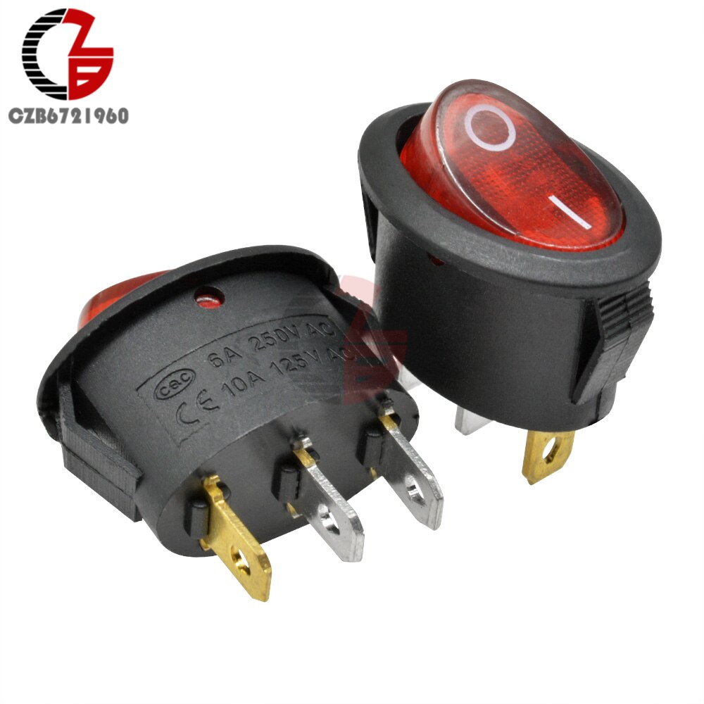 5Pcs 26x14mm KCD7 Oval Push Button Rocker Switch 6A 250V 10A 125V AC Toggle IO On-Off Car Boat Power Switch 2Pin 3Pin LED Light