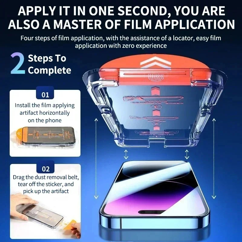 Oleophobe Beschichtung, staubfrei, einfache Installation, Displayschutzfolie für iPhone 15 Profi Max 16 13 11 14 XR XS X 12 6 7 8 Plus Glas