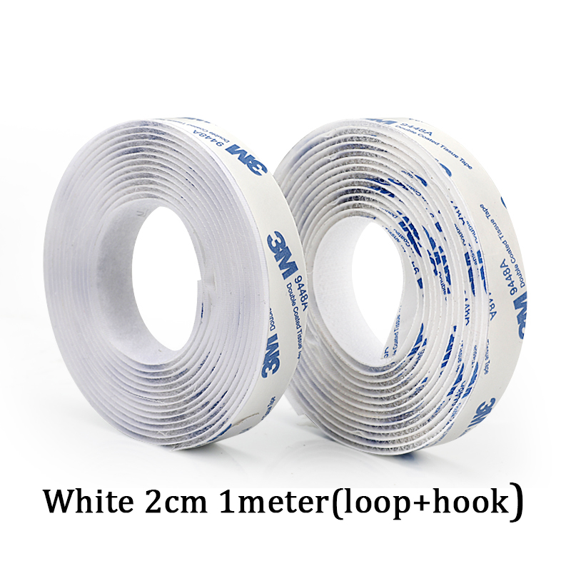 1M Strong Nylon Self-adhesive Hook and Loop Fastener TapeSticker Double Side Tape with Glue Sticker Hook Adhesive DIY 16-50MM: 20mm White