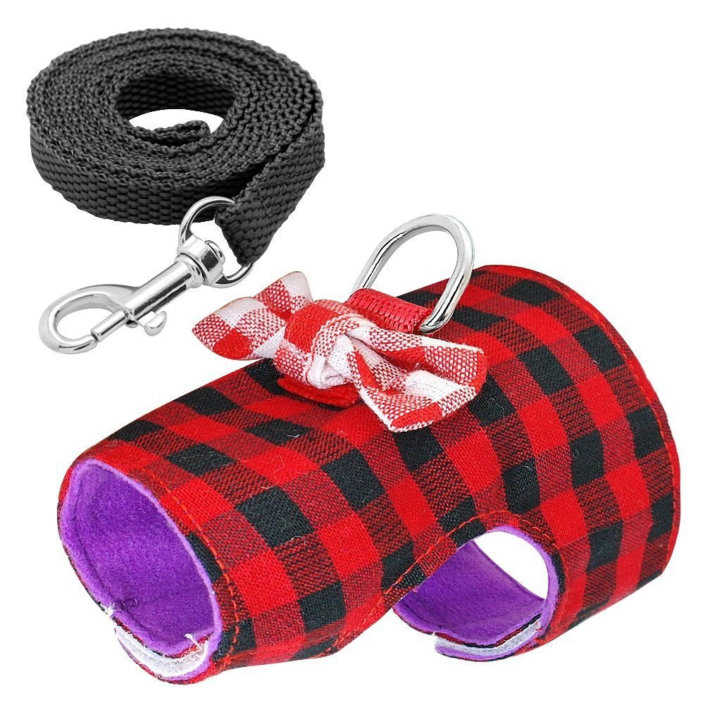 Ensemble harnais et laisse pour animal domestique, gilet avec nœud de lapin, furet cochon d&#39;inde, chaton, vêtements mignons, fournitures pour animaux de compagnie, accessoires de Cage: Red / M