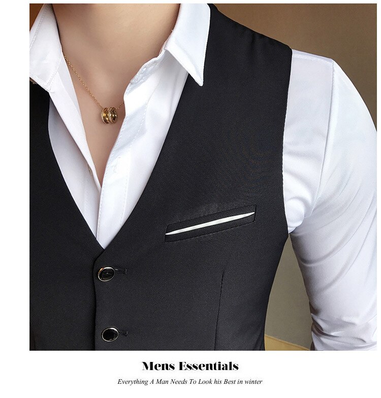Chaleco negro clásico para hombre vestido de un solo pecho chaleco para traje para hombre Novedades Ropa Informal de hombre chaleco para hombre M-5XL