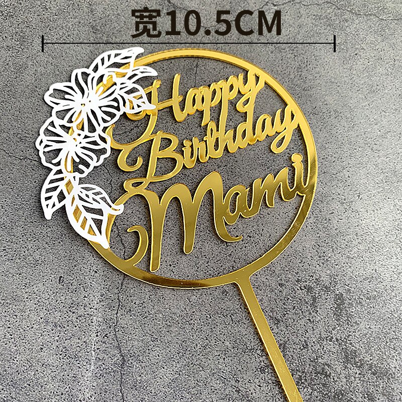 Acrylic Happy Birthday Cake Topper Double Layer Bow Star Mom and Dad Happy Birthday Baking Cake Decoration Party Favors: GGold