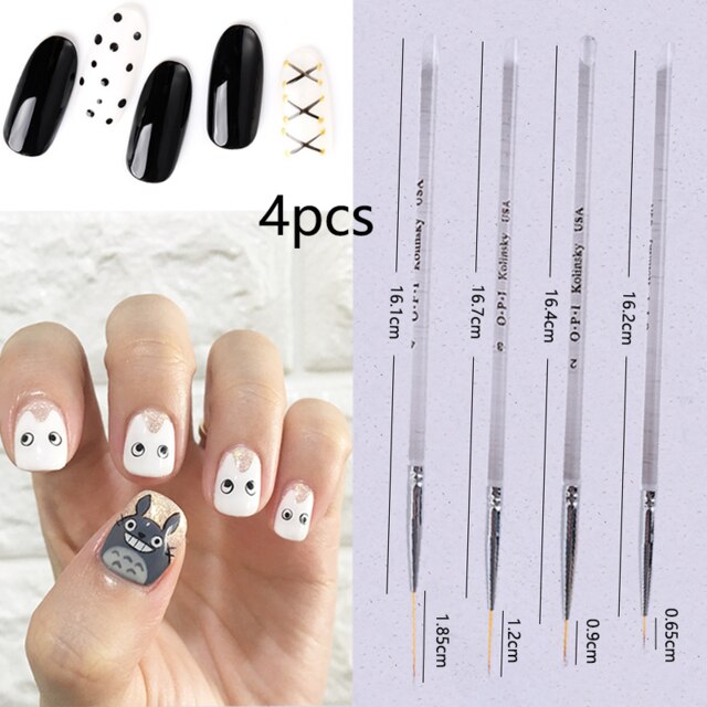 Diy Nagels Penselen Puntjes Schilderen Tool 4 Stks/sets Nail Art Nagels Decor Sets Voor Salon Manicure Gereedschap Nail Brush Set: Default Title