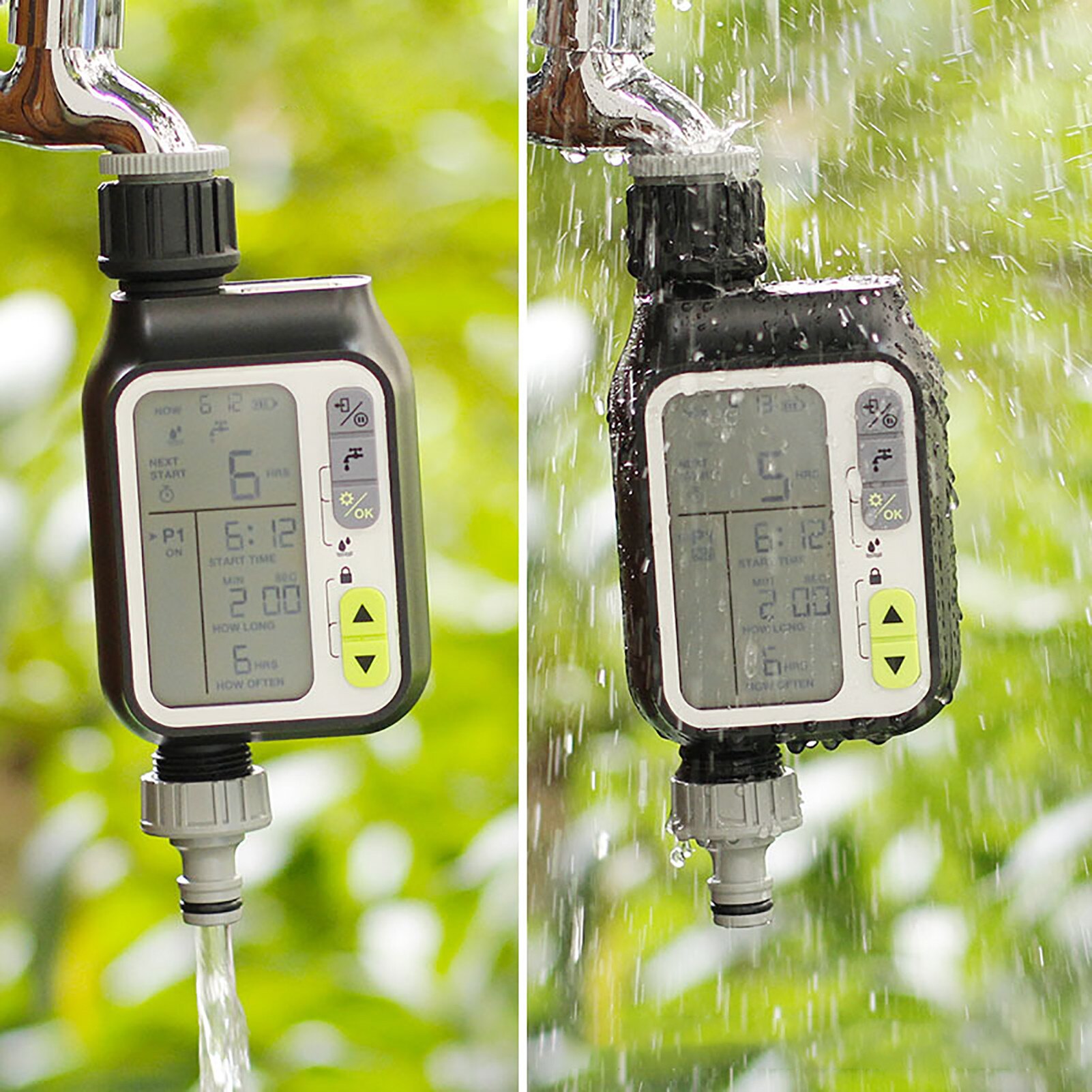 Automatic Smart Water Timer Digital LCD Screen Hose Automatic Watering Timer Timer Irrigation Lock Rain Sensor IPX5 Waterproof