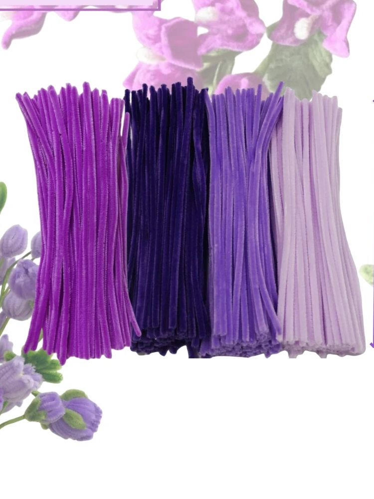 Limpiadores de tuberías de la serie púrpura, suministros para manualidades, manualidades y manualidades, 200 piezas: Multicolor