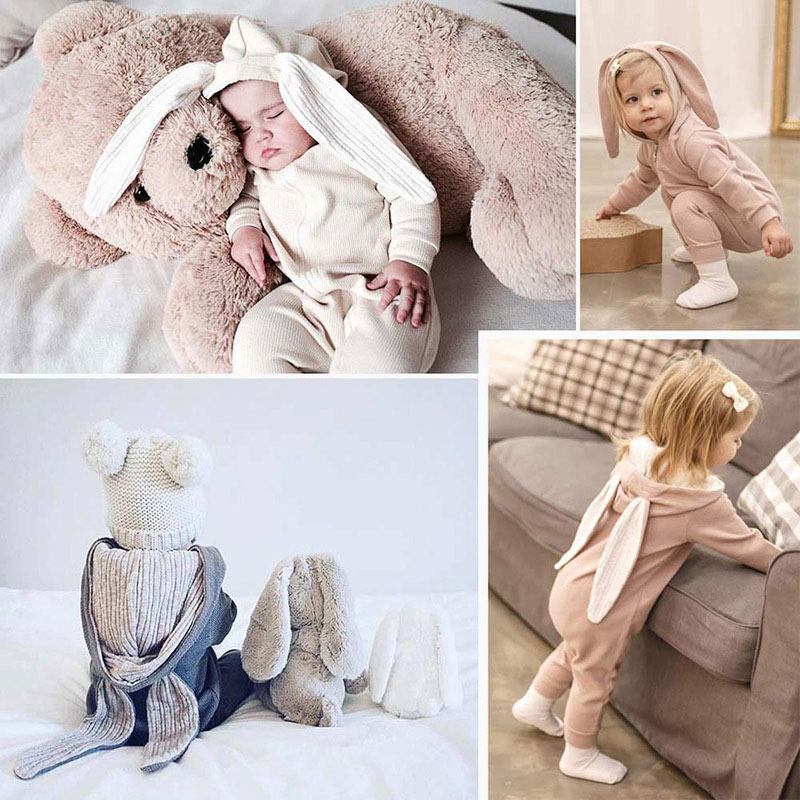 Elvesnest Baby Romper Cartoon Bunny Baby Meisje Kleding Katoen Lange Mouwen Rits Hoodie Pasgeboren Jongens Rompertjes 1-24 Maanden