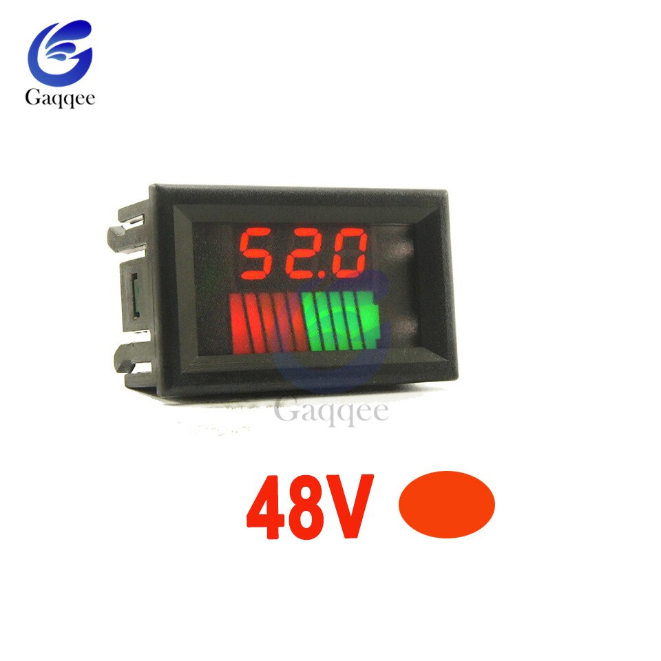 12V/36V /48V 10 Segment LED Dual LED Display Battery Level Tester Lithium Battery Capacity Meter Charge Indicator Battery Tester: 48V Red