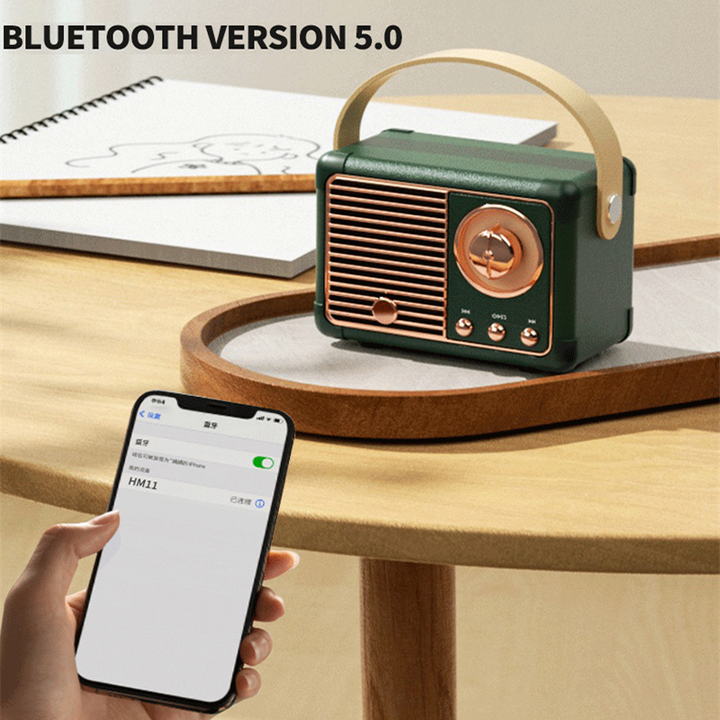 Mini haut-parleur H2 classique rétro compatible Bluetooth, récepteur Radio FM, décoration Portable, lecteur de musique de voyage