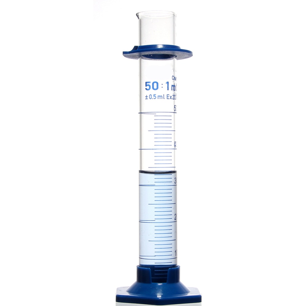 50mL Measuring Cylinder with Spout and Graduation with Plastic Heagon Base Laboratory Chemistry Equipment