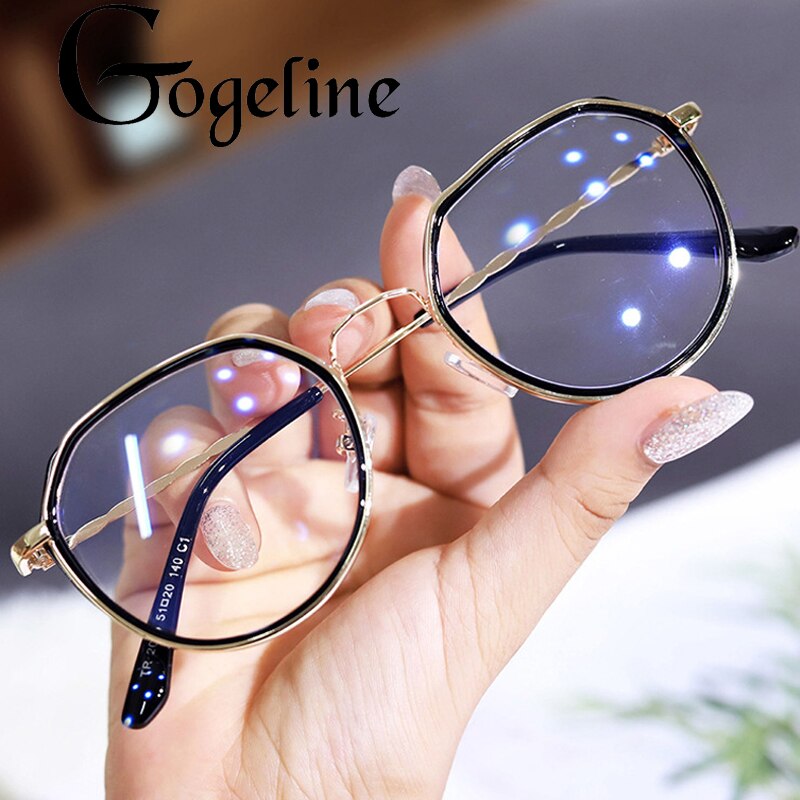 Computer Brille Anti Blau Licht Gaming Gläser Metall Retro Brille Rahmen Anti Glare Brillen Klare Linse für frauen männer