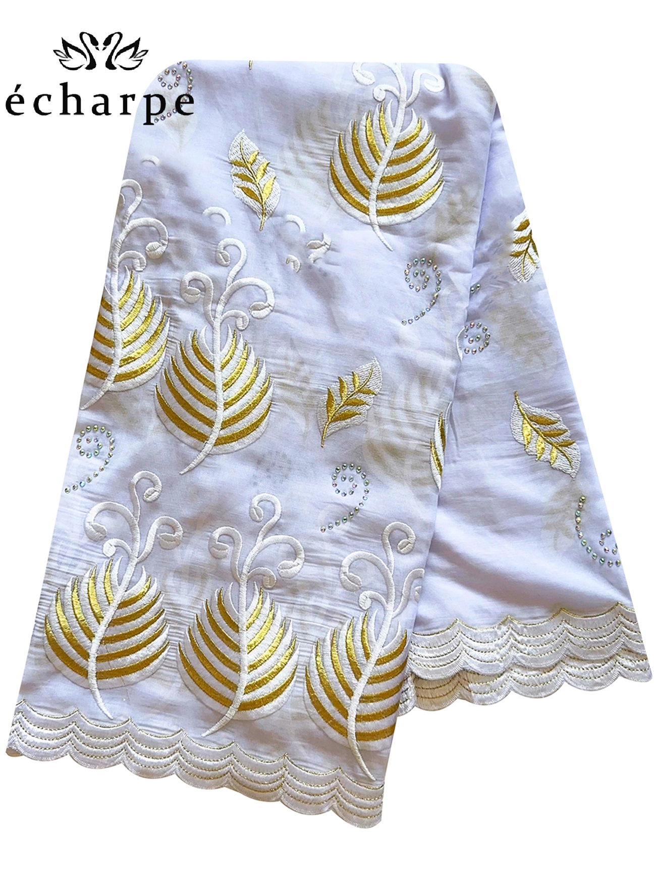 Hoogwaardig Stof Afrikaanse Vrouwen Sjaal Pashmina Tulband Bid 100% Katoen Geborduurde Sjaal Wrap Moslim Feest Hijab Voor Dame: Licht Koffie