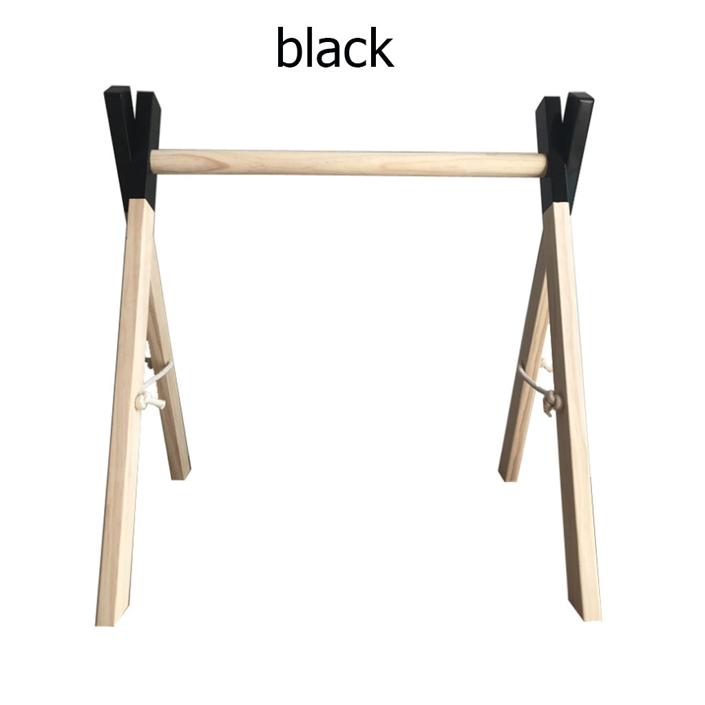 Jouet de gymnastique nordique pour bébés | Jouet avec anneau, cadre en bois, porte-vêtements, , décor pour chambre d'enfants A10: Black