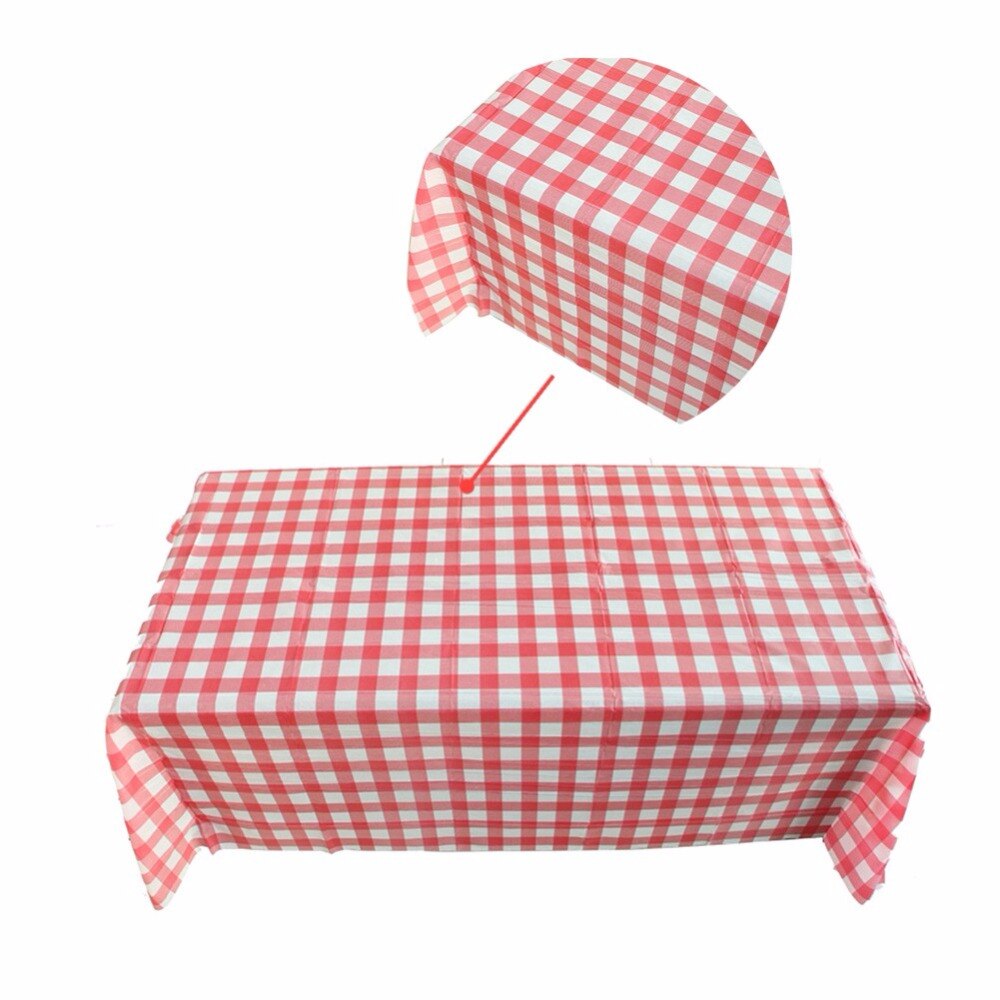 Red Plaid Disposable Plastic Table Covers Outdoor Picnic Party Table cloths Dinnerware Birthday Party Supplies