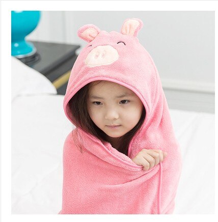 Capa de animales de dibujos animados para niños, Toalla de baño de bebé, manta de bebé, toalla de playa, capa de baño de bebé: pink pig