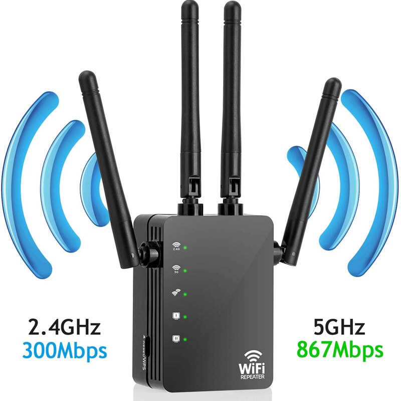 1200Mbps Dual Band wifi repeaterWPS Easy Setup WiFi Range Extender 2.4/5GHz Wi-Fi Signal Booster Amplifier Wireless Extender