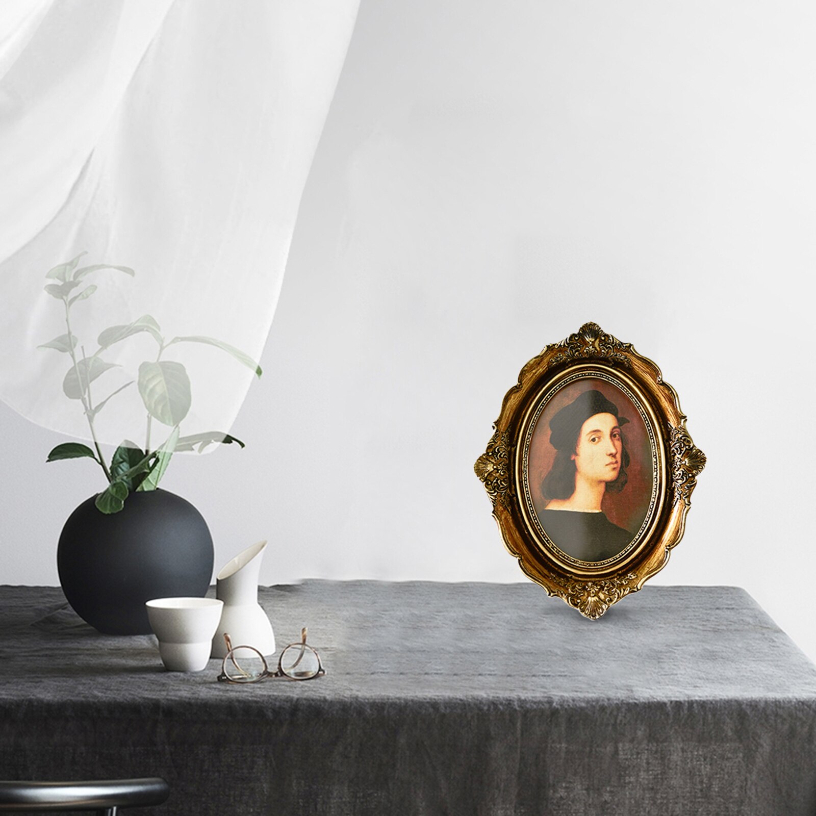 Picture Frame Desktop Photo Holder Decor Golden Freestanding Ornate Frames