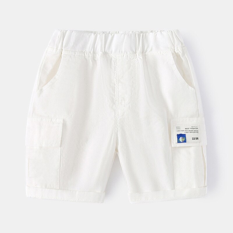 Mudkingdom 2022 Baby Boys Shorts Pocket Elastic Waist Kids Short Clothes for Children Clothing Boy Summer Cotton Cargo Pants: White / 6T