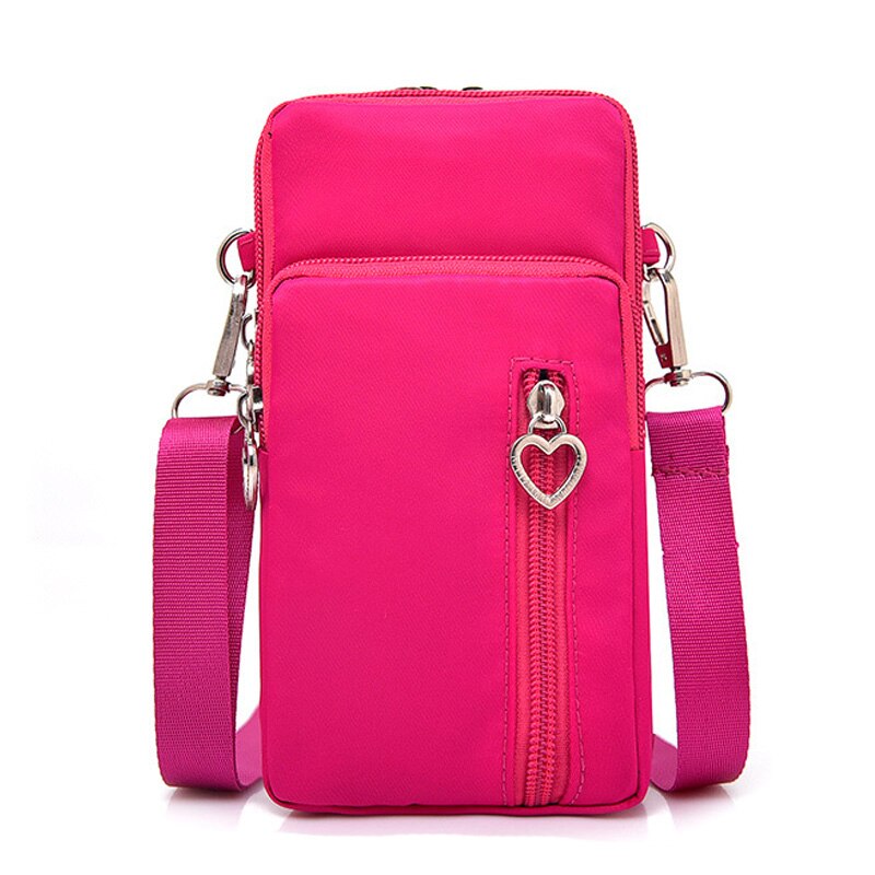 6 inch vrouwen mobiele telefoon zak sport messenger bag schoudertas portemonnee: Large rose