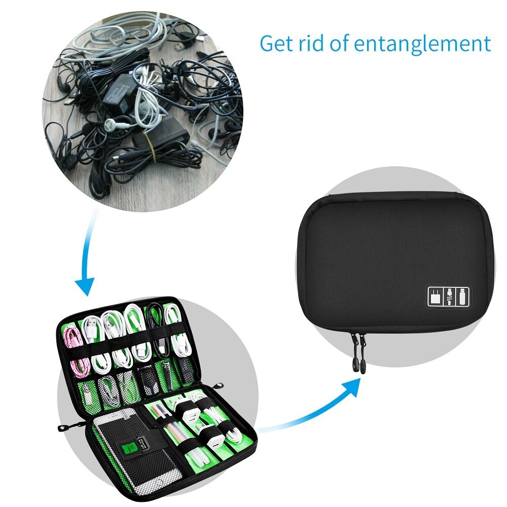 Ascromy reis-elektronica organizer tas voor oordopjes, oplader, kabelopwinder, flashdrive, harde schijf, sd-kaart, powerbank