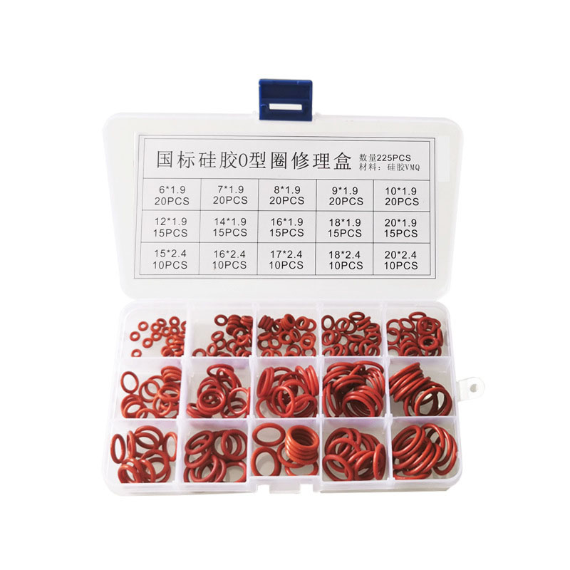 150Pcs/200Pcs/225 Stuks Nbr Afdichting O-Ringen Kit Rubber Ringen Set Nitril Wasmachines Olie slip Pakking Afdichting Silicone O Ring: O-ring-Red-225pcs