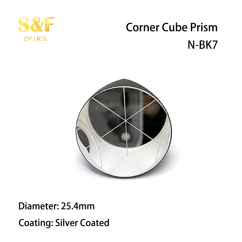 S &amp; F BK7 Zilver Gecoat 1Inch Hoek Kubus Prisma, Plated 25.4Mm Trihedral Retroreflector, 5 Arc Secs Terugkeer Beam