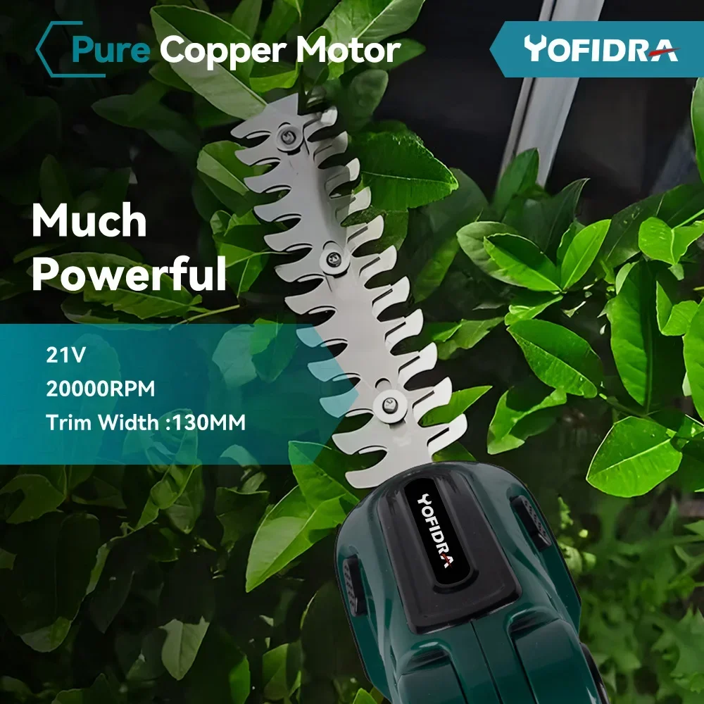 Yofidra 24V 2 en 1 cortasetos eléctrico 20000rpm cortacésped doméstico tijeras de jardín tijeras de césped herramienta eléctrica