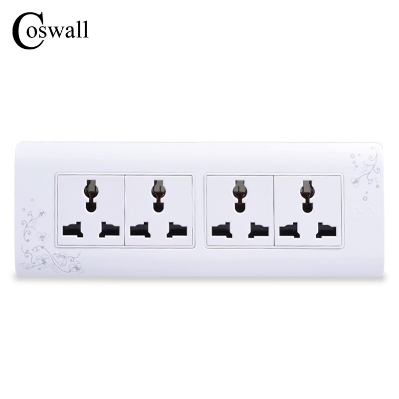 COSWALL Universal Plug Brief Style Wall Electrical Socket Multi-function 12 Hole Power Outlet With Child Protective Door