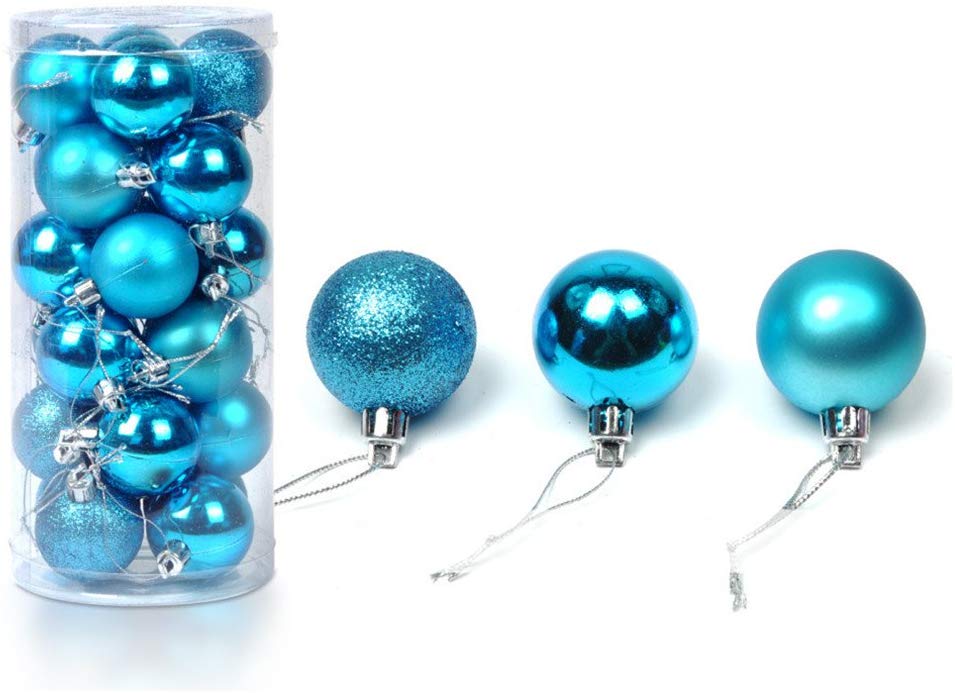 24 stücke Weihnachten Baum Ball Dekoration Party Hängen Ornament Flitter Anhänger Weihnachten Baum dekorationen für Heimat Mini Größe: See BULE