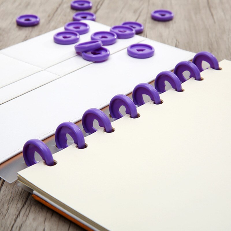 30 Pcs Solid Heart Binder Rings for Notebooks 24mm Diy Happy Planner Disc Loose Leaf Mushroom Binder for Scrapbooking A20-S1: 30 Pcs-Purple