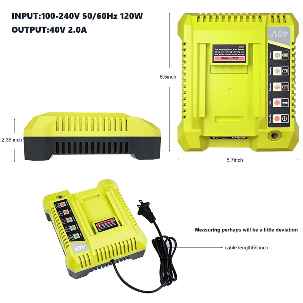 OP401 Lithium-Ion Battery Charger for Ryobi 40V Li-ion Battery OP4050A OP4015 OP4026 OP4030 OP4040 OP4050 OP400A OP403A ZROP401