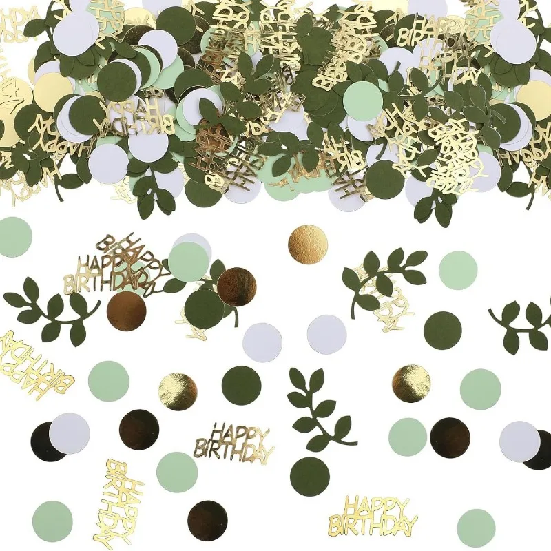 Salviegrønn gull gratulerer med dagen konfetti bursdagsborddekorasjoner strøkonfetti 30th 60th bursdagskake foliekonfettidekor