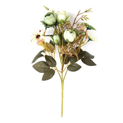 Ikke-falmende kunstig blomst rose marguerit blade naturlig buket gør-det-selv buket bryllupsfest boligindretning искусственный букет: Grøn