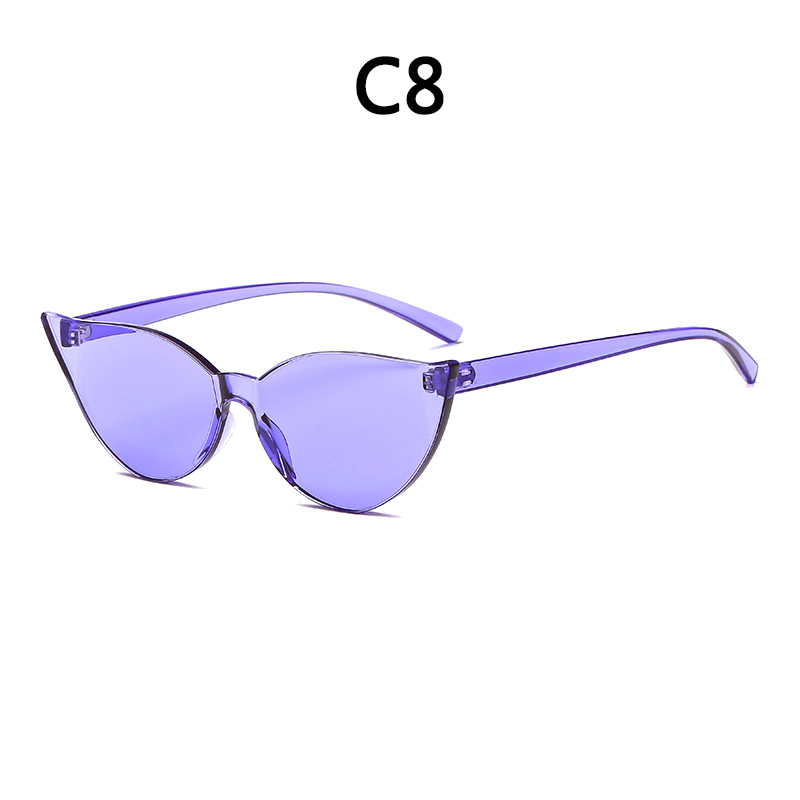 Boyseen retro randloze cat eye zonnebril dames merk 90s trendy kleine groene oranje cat eye zonnebrillen  a003: C8