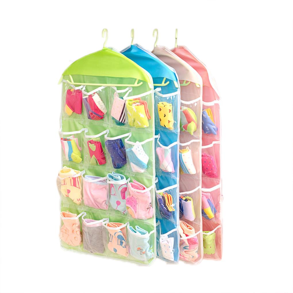 16 Grids Foldable Wardrobe Hanging Bags Container Clothing Underwear Bras Socks Ties Hanger Shoes Storage Bag: 5