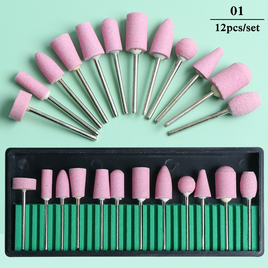 1 set spikborrar stenfräs elektrisk manikyr verktygssats nagelbits nagelband karbid burr pedikyr nail art verktyg  be1560
