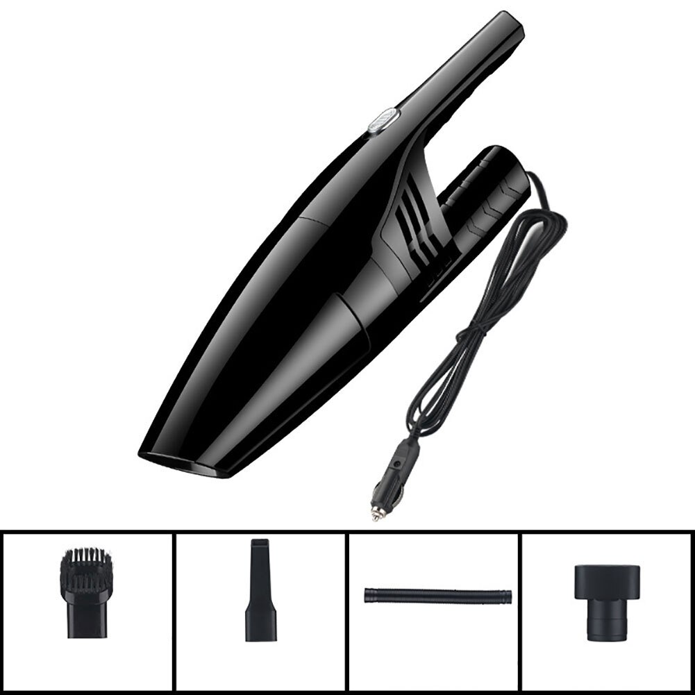 Alta succión aspirador de mano para coche, de 120W, uso doble en seco y mojado, 12V, Mini, impermeable, para coche: Black